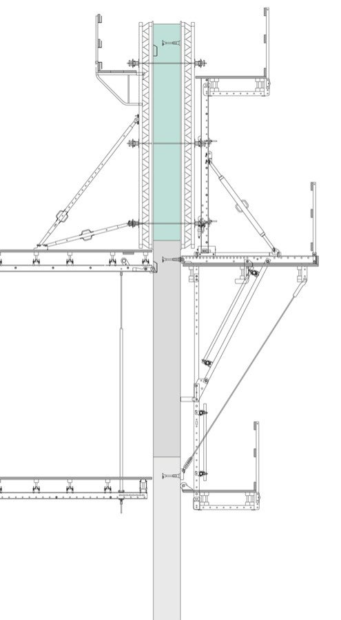 Through the new possibility of using the SCS Climbing Bracket System for double-sided applications, material utilization can be increased; at the same time, logistical requirements are reduced.