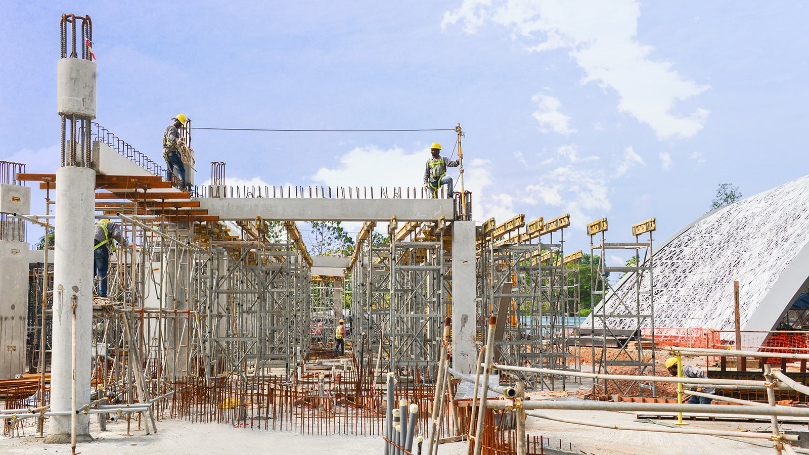 PD 8 Tables are seen here to provide support of the precast beams in one of the two upcoming architectures.