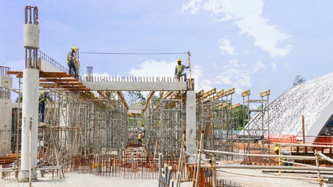 PD 8 Tables are seen here to provide support of the precast beams in one of the two upcoming architectures.