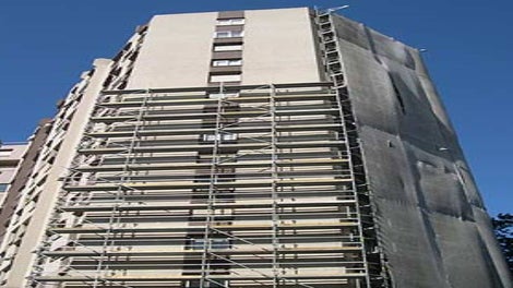 Perspectiva geral do andaime montado