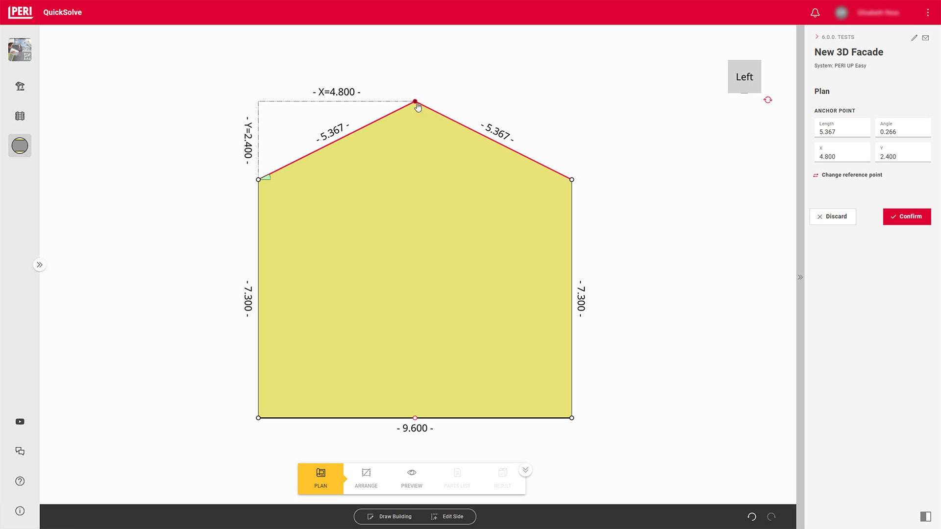 Nach der Eingabe weniger Informationen, wie Bauwerksmaße, Dachform, Feldlänge und gewünschte Bauteile, erstellt das Tool automatisch Ihre Fassadengerüstplanung in 3D. Sie können dabei bestimmen, ob Ihr eigener Materialbestand bei der Planung berücksichtigt werden soll. Stücklisten, Pläne und Screenshots der Lösung lassen sich einfach als PDF-Datei exportieren.