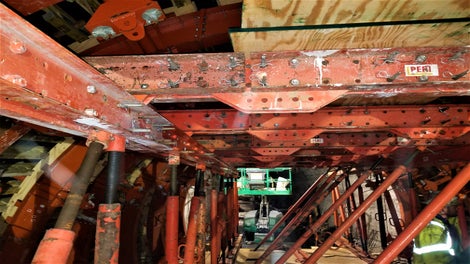 Standing inside of the frame of the tunnel formwork during final assembly