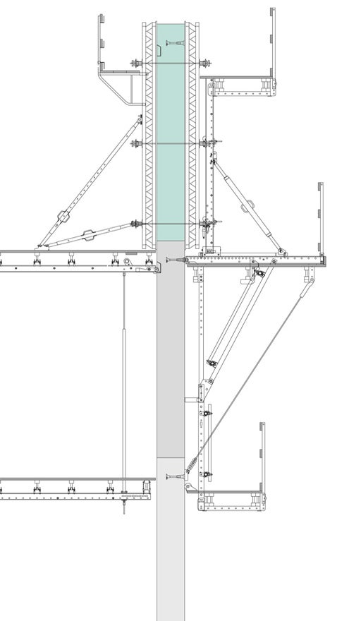 Through the new possibility of using the SCS Climbing Bracket System for double-sided applications, material utilization can be increased; at the same time, logistical requirements are reduced.