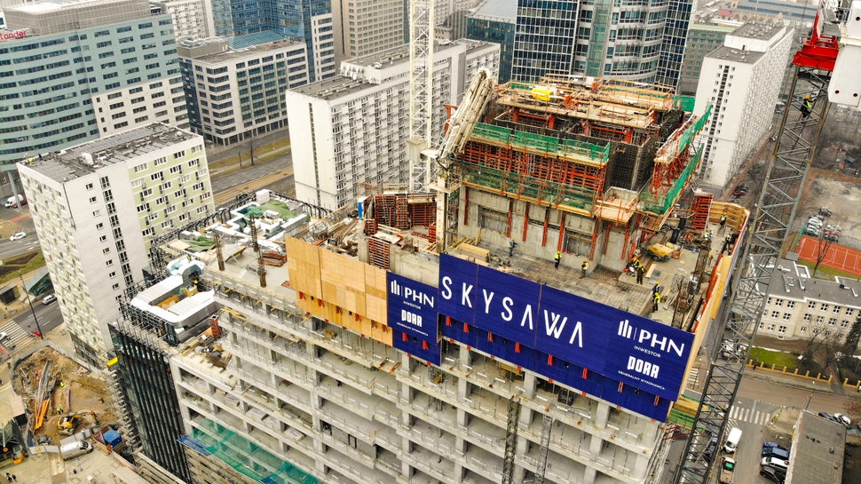 Budowa wieżowca SKYSAWA, Warszawa, fot. Cezary Małecki