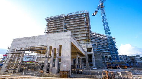 Construction of the marriot hotel with the use of the PERI UP scaffold system