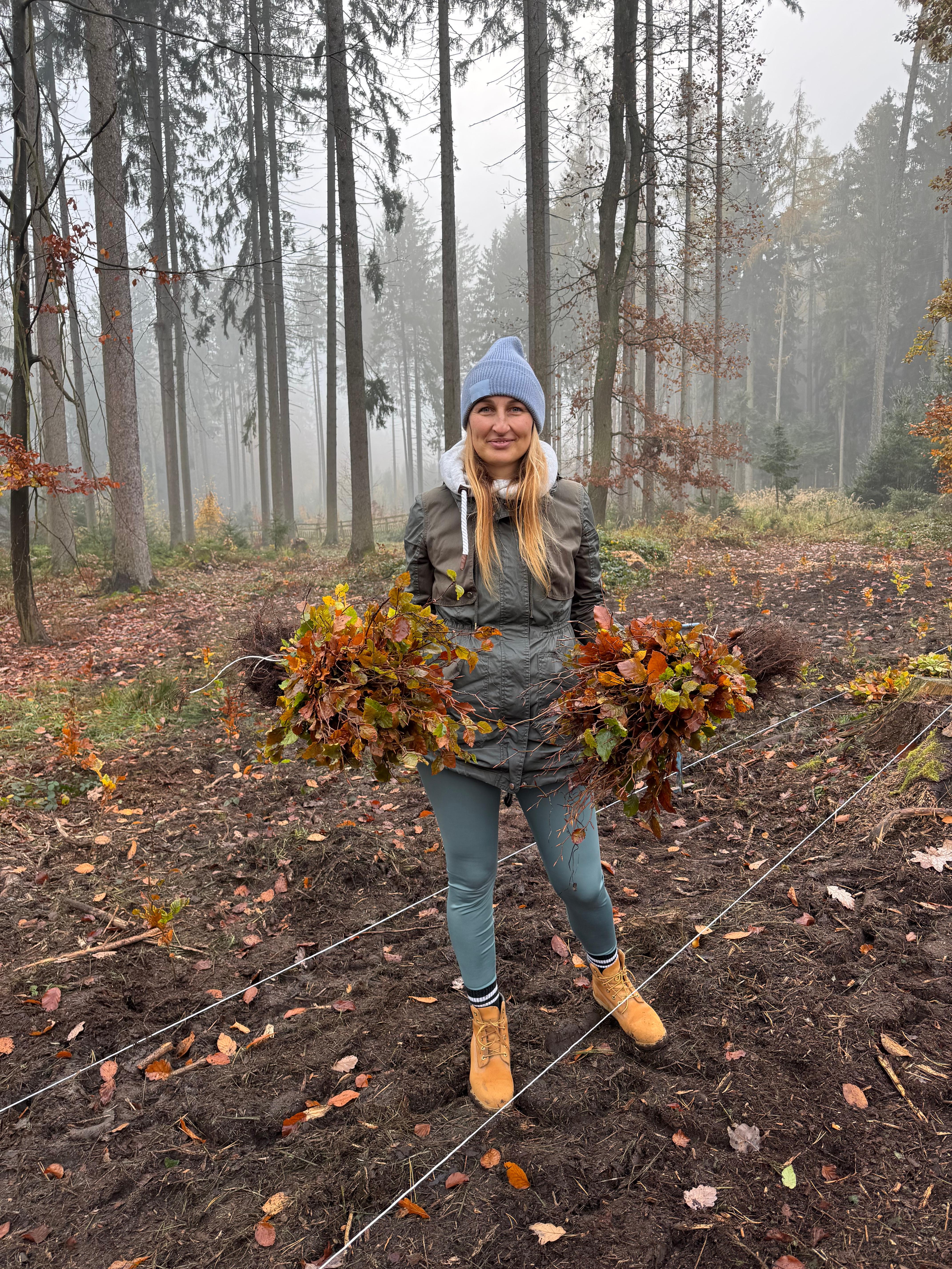 Sázení stromů na Vyžlovce zaměstnanci PERI