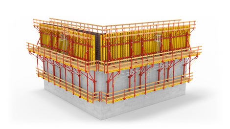 For the CB 240 climbing formwork, for striking the formwork element (closing formwork) is moved backwards by up to 75 cm with the formwork carriage.<br/>