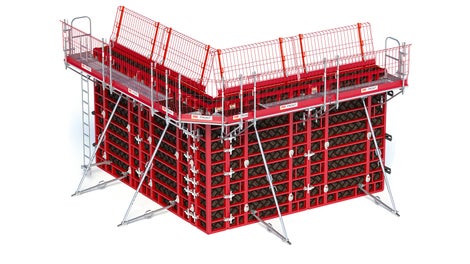 System wsporników MXK zapewnia wysoki poziom bezpieczeństwa, a jednocześnie wymaga niewielkiego nakładu pracy przy montażu. Lekkie elementy systemu są montowane ręcznie z poziomu podłoża.
