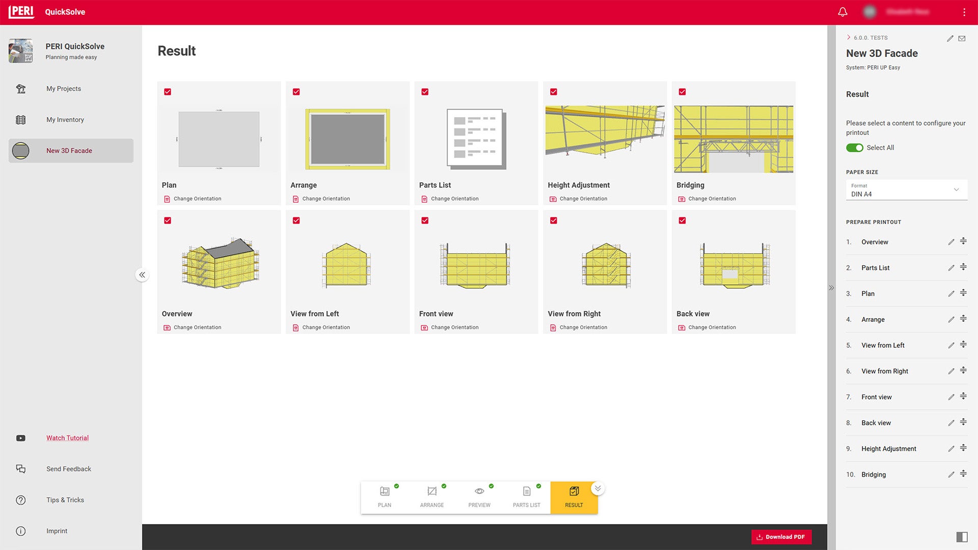 Obtenez une solution entièrement automatique pour les échafaudages de façade, basée sur une planification intuitive de tous types de géométries de bâtiments. Définissez la forme du toit, le niveau du sol et les ouvertures, puis choisissez parmi différentes options afin d’optimiser l’utilisation du matériel d’échafaudage.