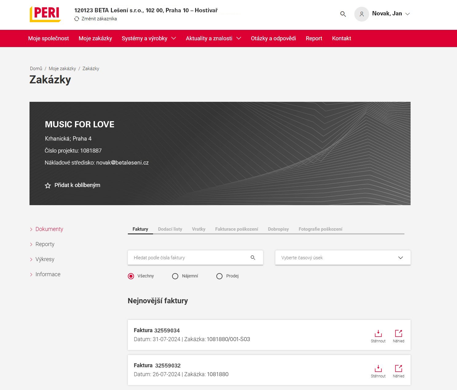 Zakázka - dokumenty myPERI