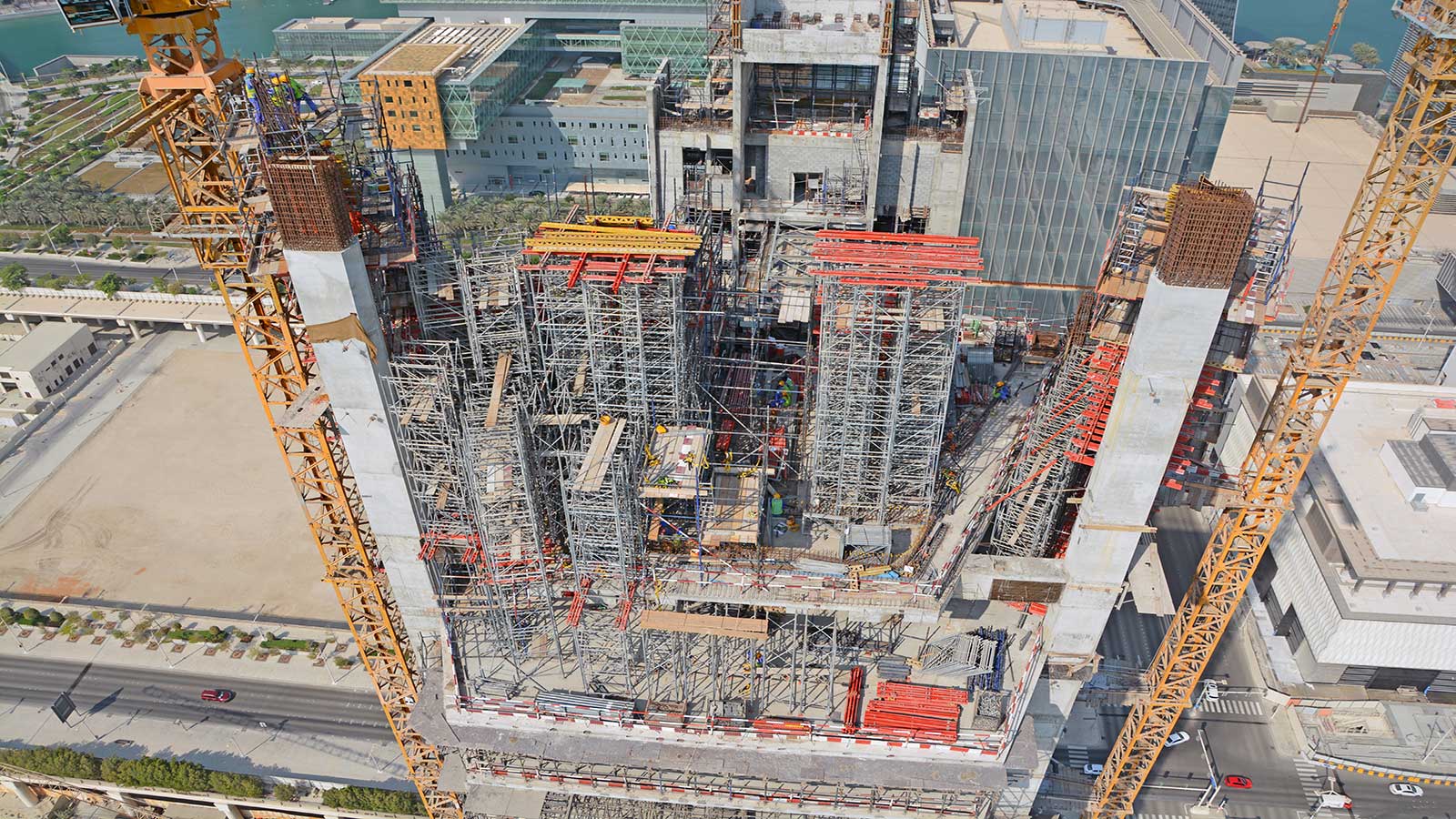 The top of the tower represents a complex structure through its iconic architectural design