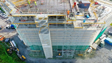 PERI UP fasadestillas, Skydeck dekkereis, PERI UP Trappetårn og PERI UP innlastningstårn 