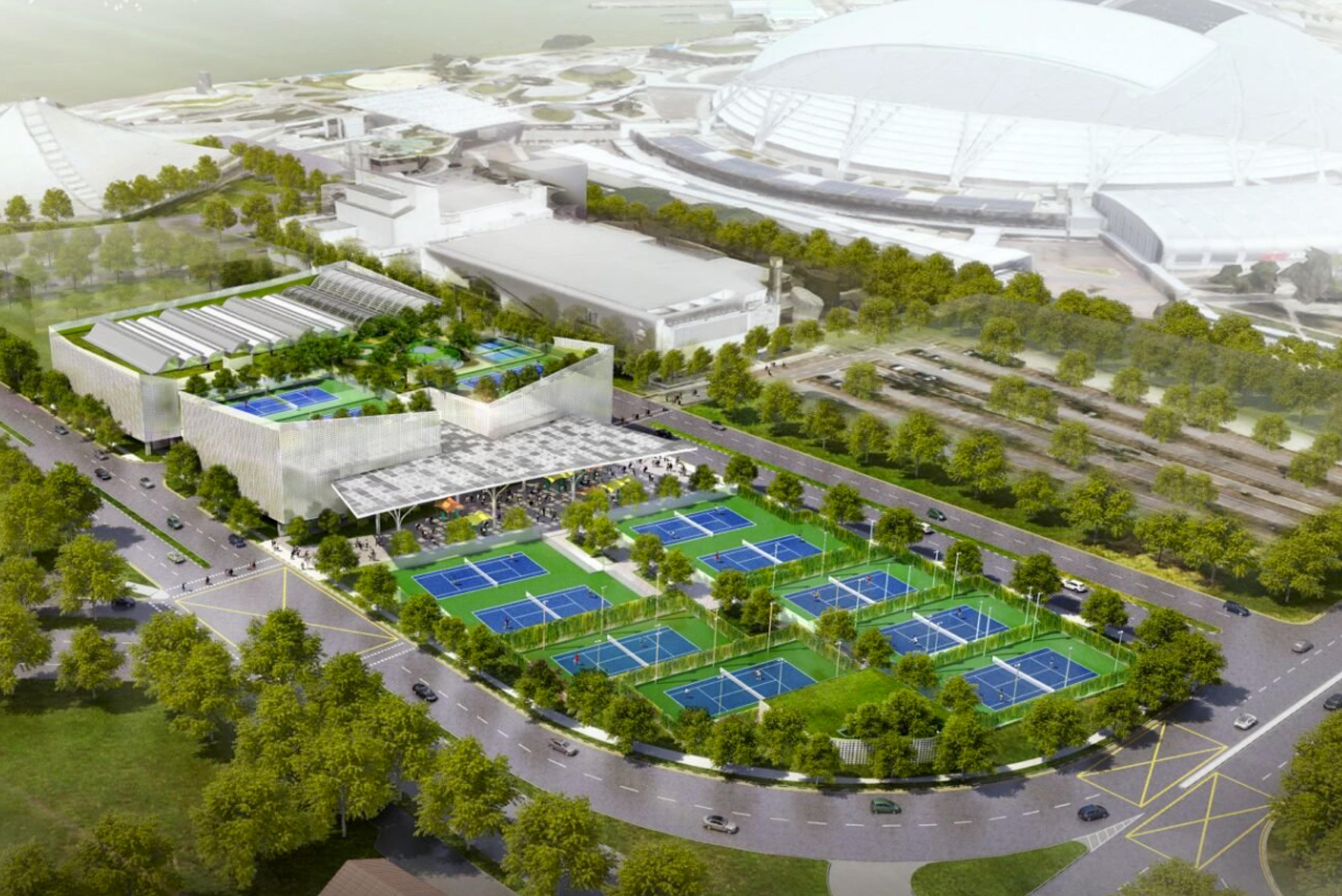 Artist’s impression of an aerial view of the future Kallang Tennis Centre (Image credit: Sport Singapore)