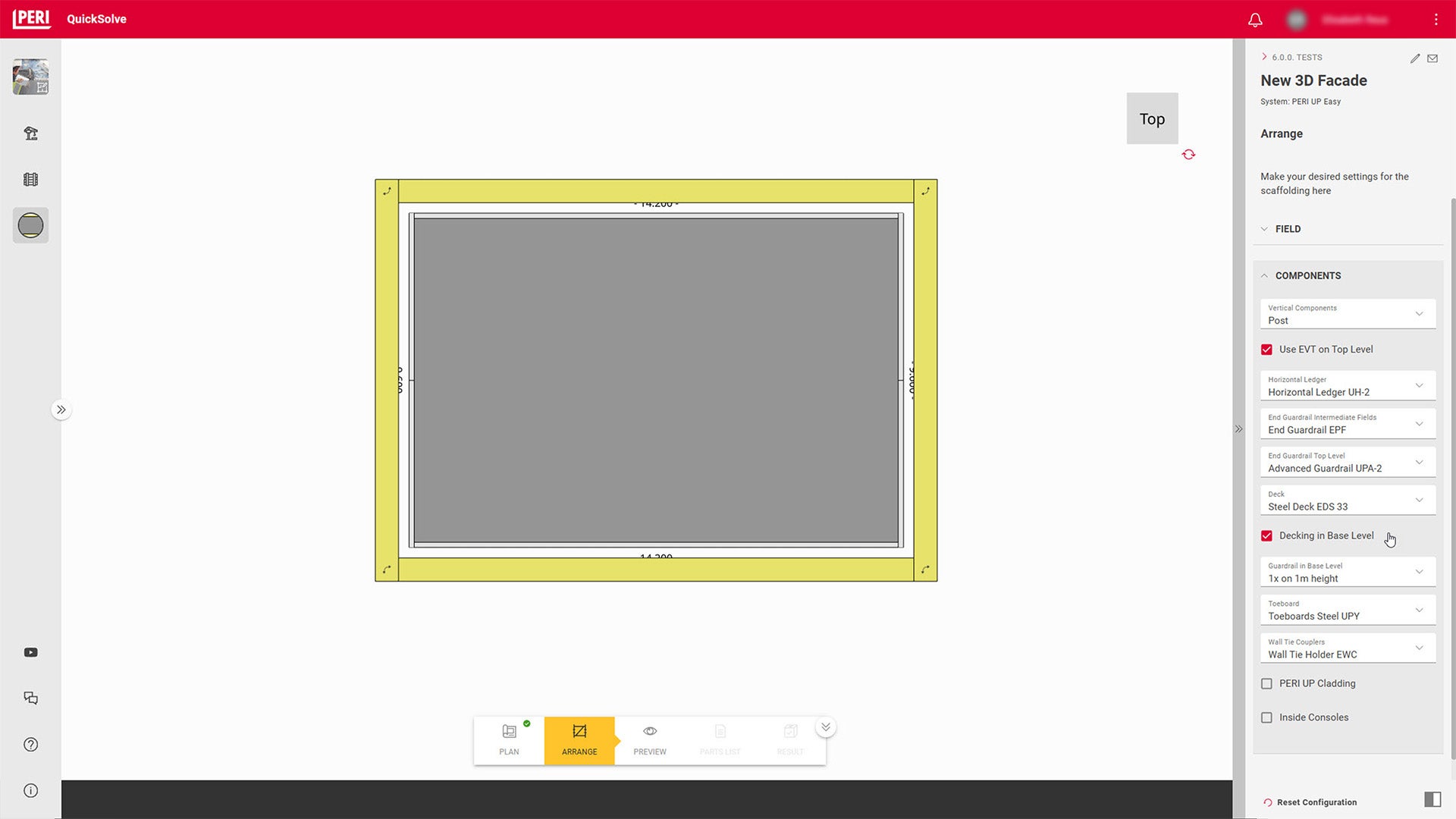 Obtenez une solution entièrement automatique pour les échafaudages de façade, basée sur une planification intuitive de tous types de géométries de bâtiments. Définissez la forme du toit, le niveau du sol et les ouvertures, puis choisissez parmi différentes options afin d’optimiser l’utilisation du matériel d’échafaudage.