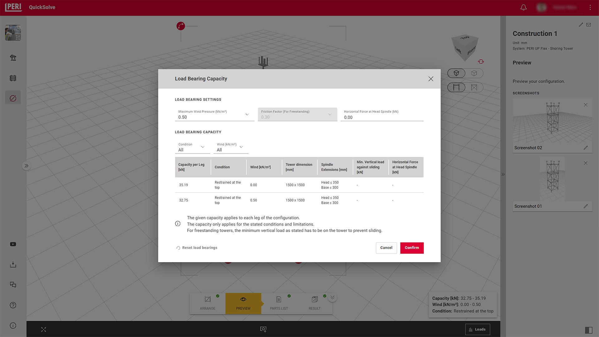 Progettate in pochi istanti la vostra struttura di sostegno per il vostro progetto. Grazie alla semplice definizione della geometria e alla selezione delle opzioni, visualizzate immediatamente la capacità portante consentita e potete utilizzare il sistema in modo ottimale. Grazie all’anteprima, la vostra struttura viene visualizzata subito, facilitando il montaggio.