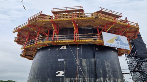 Overall site view of the air traffic control tower under construction in Accra