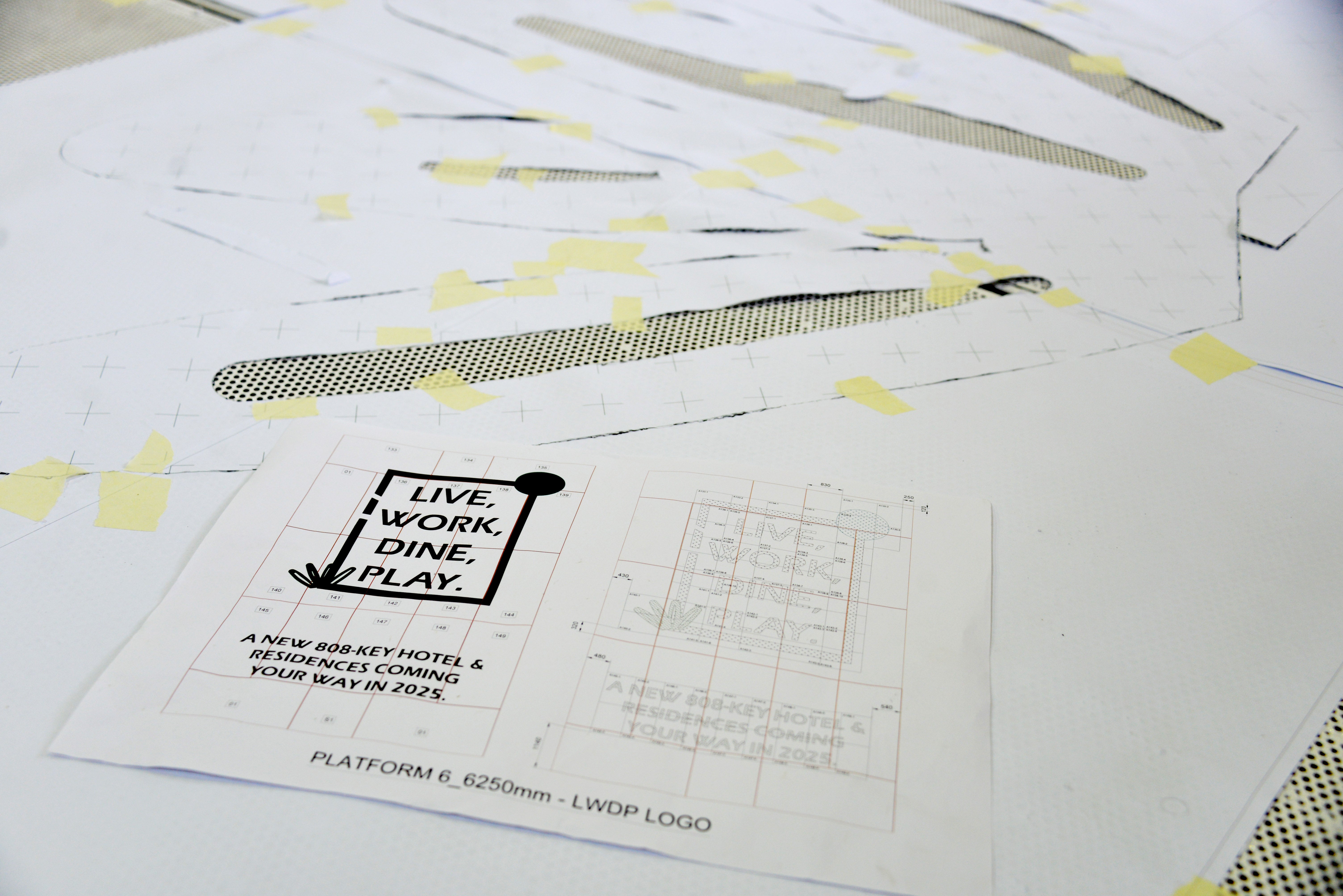 Safety screen logo and text design from building developer