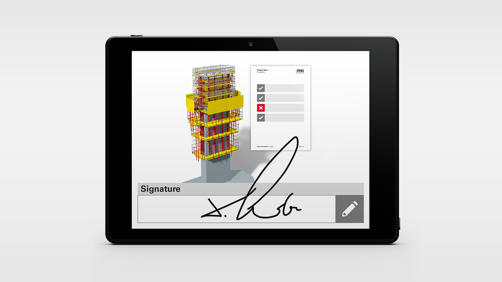 Checklists for previously defined workflows ensure perfect, digital documentation - directly linked to the relevant formwork model.