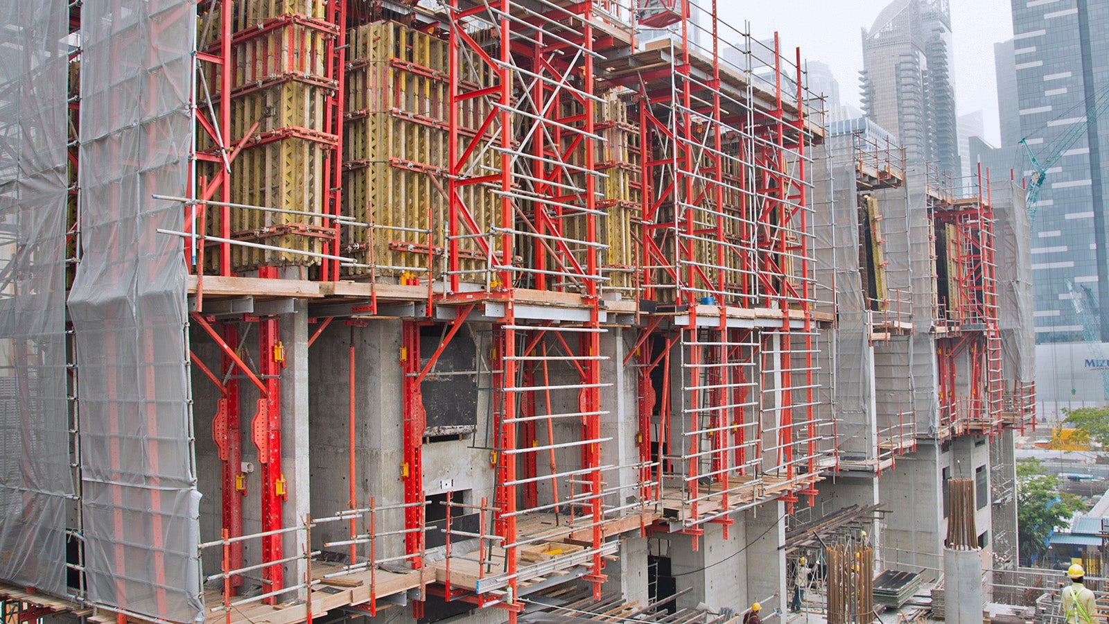 RCS Rail Climbing System caters for shear walls and lift cores casted ahead of the slabs