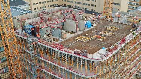 PERI MXH-lämmitettävä järjestelmä toimi muottiratkaisuna paikallavaluseinissä.