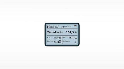 The handheld device shows the water content in the fresh concrete with an accuracy of +/- 3 l/m³. The actual w/c ratio can then simply be calculated on the basis of this water content and the cement content (specified in kg on the delivery note).