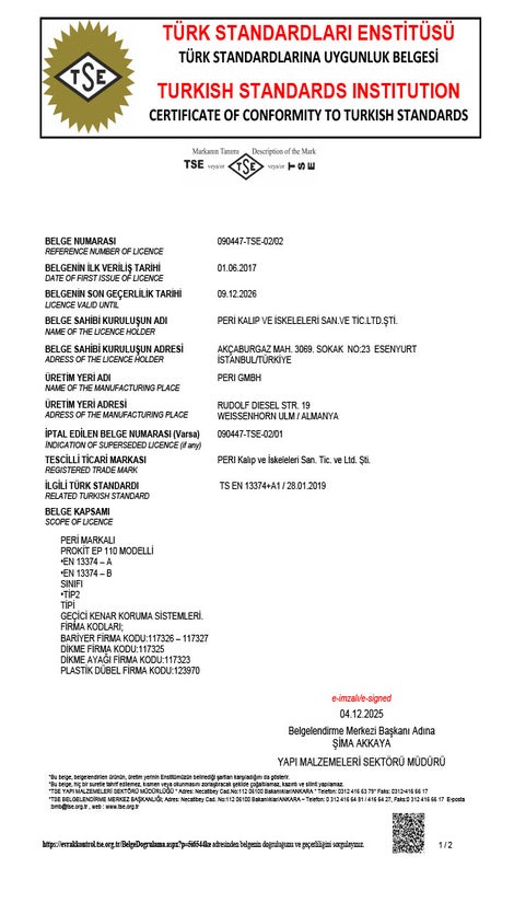 TS EN 13374+A1 Geçici Kenar Koruma Sistemleri Güvenlik Çitleri 