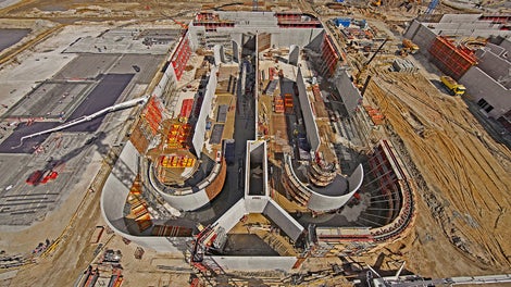 The large-scale sewage treatment facility in Czajka features complex individual structures with very impressive dimensions.