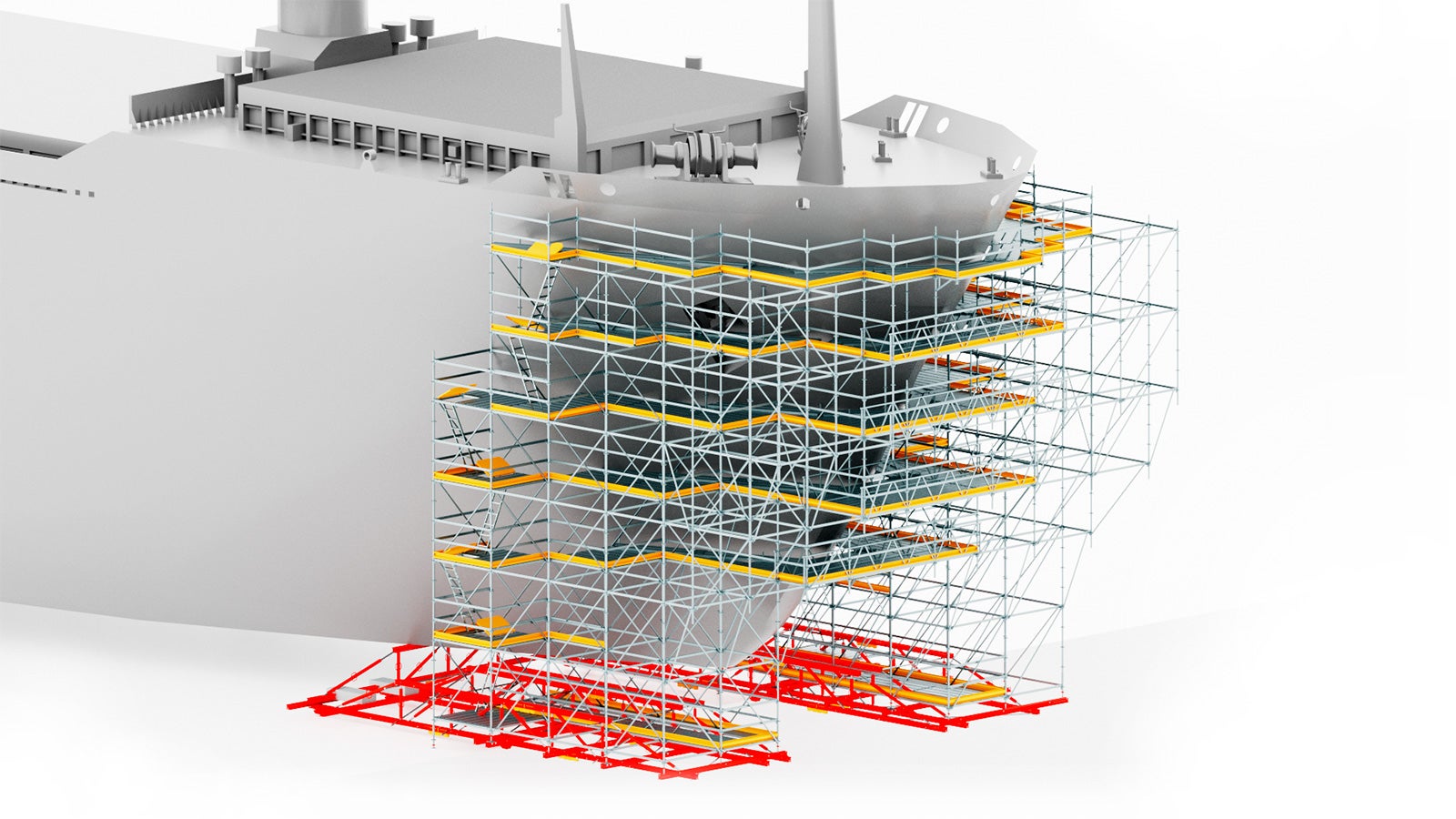Конструкции монтируются в виде стандартных вышек-тур, либо имеют сложный конструктив с применением опалубочных систем и специально разработанных для проекта элементов. 