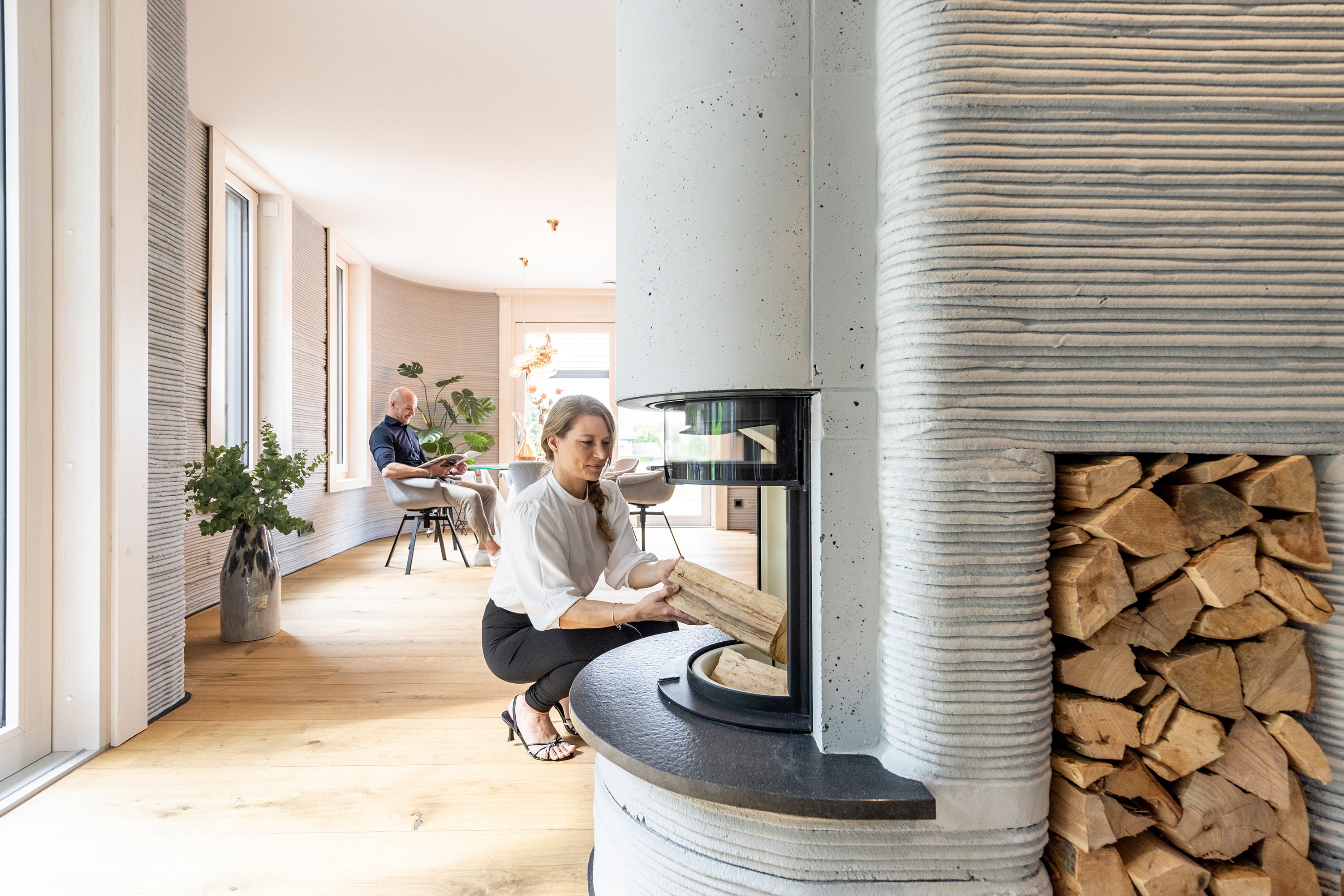 Teile des Innenausbaus wurden in den 3D-Druck integriert. Zusammen mit der hochwertigen Innenausstattung entsteht so ein individuelles und exklusives Wohnobjekt.