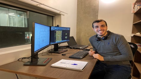 Charbel working in the office in Montreal.