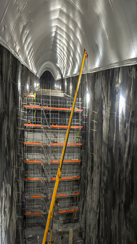 Armering av vegg i biohall 