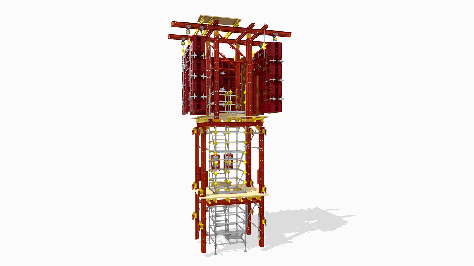 With just a few new components, you can perform hydraulic climbing in shafts without the need for special parts. Project-specific custom solutions are unnecessary thanks to the fully rentable and variable system parts, simplifying your planning and execution.