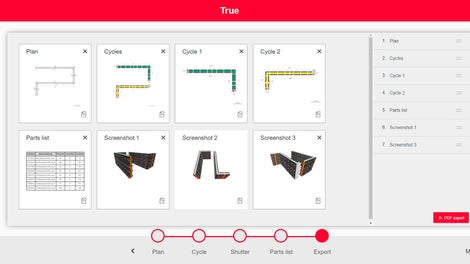 Выбранные виды, иллюстрации и спецификации формируются в один документ для дальнейшего скачивания в формате PDF.