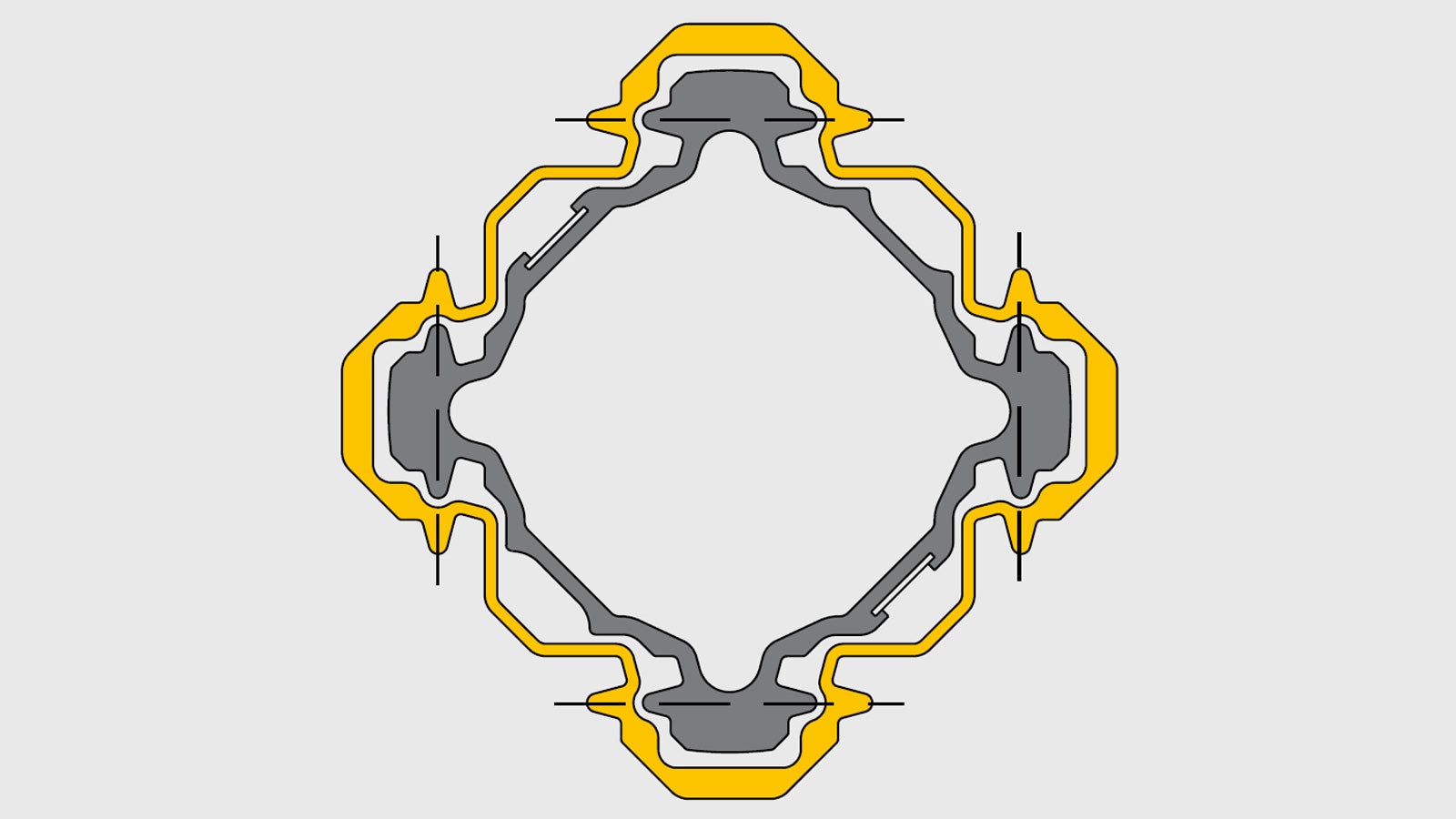 Die Konstruktion der MULTIPROP Stütze steht exemplarisch für optimierte Materialausnutzung: Die Formgebung sorgt für eine hohe Tragfähigkeit der Stütze bei minimiertem Materialbedarf.