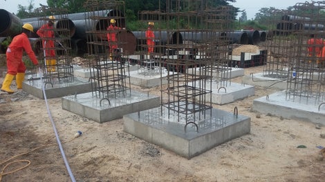 Precasting of concrete support for pipes and valves in OILSERV LIMITED OB3 camp
