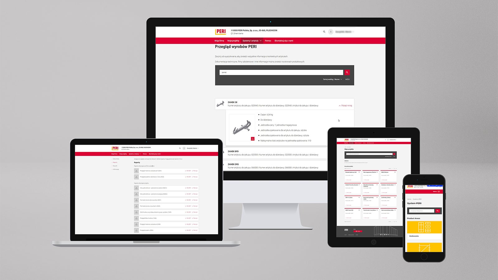 Portal myPERI - nawigacja i wyszukiwanie są równie proste na komórce, tablecie, jak i laptopie.<br/>