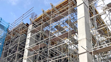 Site progression in January 2021 - MULTIFLEX + PERI UP Flex Shoring for beams