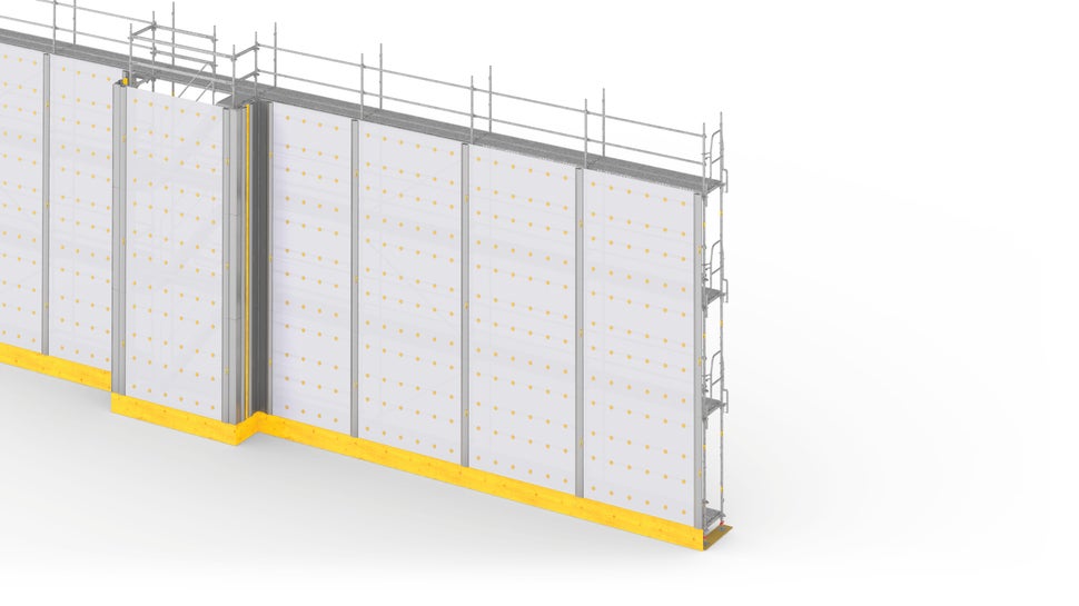 Chiusure perimetrali sicure e flessibili facenti parte dell&#039;impalcatura modulare PERI UP con il cladding PERI UP