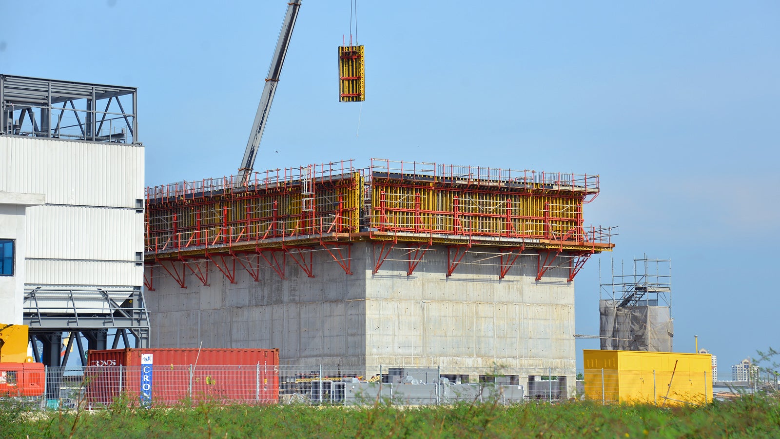 Formwork installation for casting of bunker wall