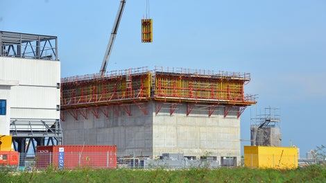 Formwork installation for casting of bunker wall