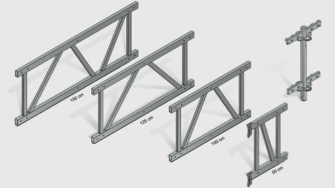 系统包含3个不同长度规格的组件，以及50厘米长的连接组件，它可以固定在盘口上。