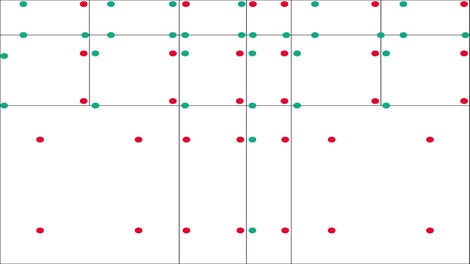 Belegte Ankerstellen sind rot markiert. Grün markierte Ankerstellen sind nicht belegt und müssen deshalb vorm Betonieren zusätzlich verschlossen werden.