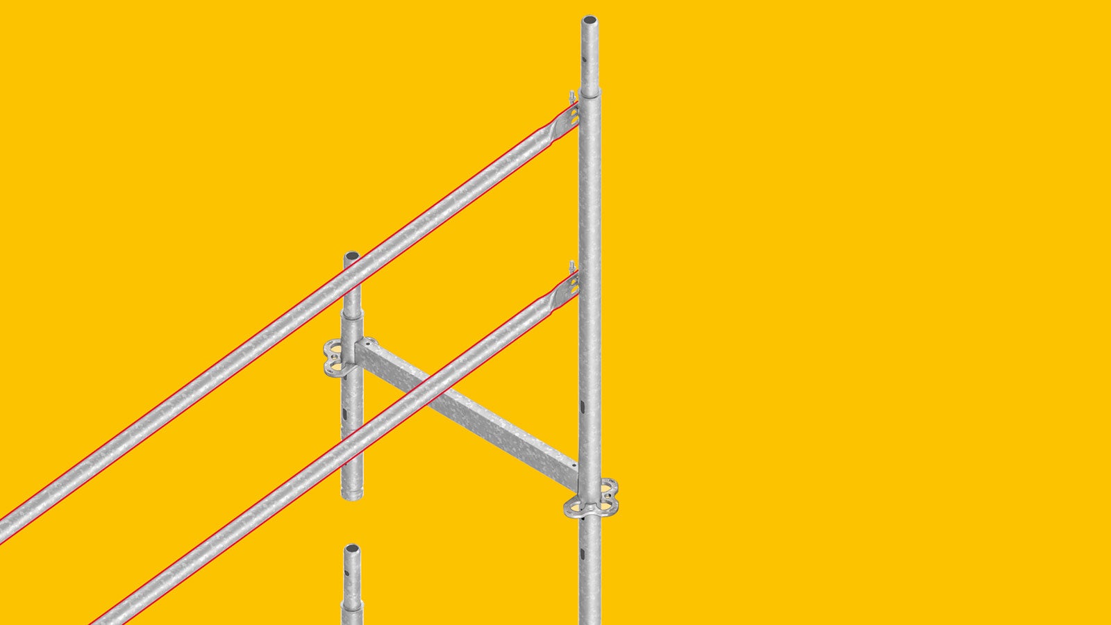 La protection latérale avancée intégrée au système ne peut pas être réalisée uniquement avec le cadre PERI UP Easy dans la structure réglementaire.