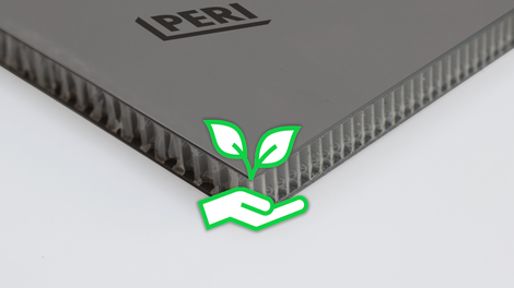 I pannelli PERI Polyprop 15 fanno parte di un concetto di sviluppo ecologico e sostenibile: sono riciclabili al 100% e in parte sono anche realizzati con materiale riciclato.