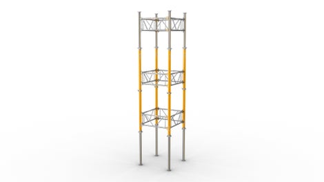 Die MULTIPROP ist eine besonders tragfähige und dennoch leichte Deckenstütze aus Aluminium, die einzeln oder in einem Stützturm verbaut eingesetzt werden kann<br/>