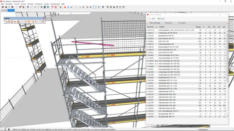 Auf Knopfdruck erhalten Sie eine komplette Materialliste, die Sie als PDF drucken oder in Excel bearbeiten können.