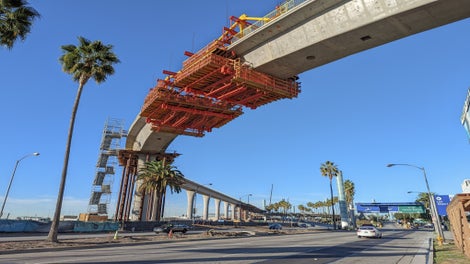 Development of the Automated People Mover involved constructing of guideway over active traffic lanes on Century Blvd and Sepulveda Blvd.