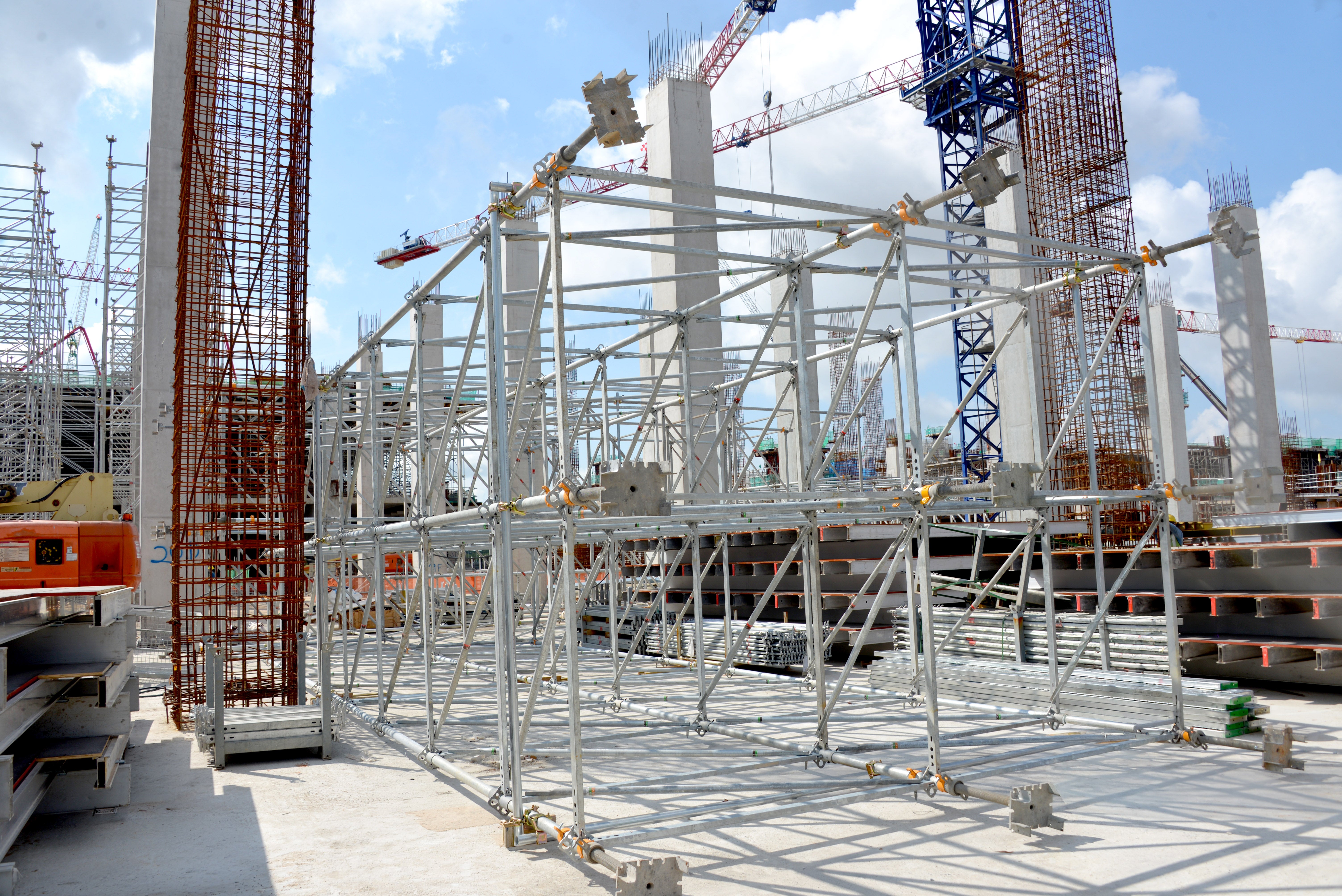 Tower assembled and ready to be crane-lifted into position