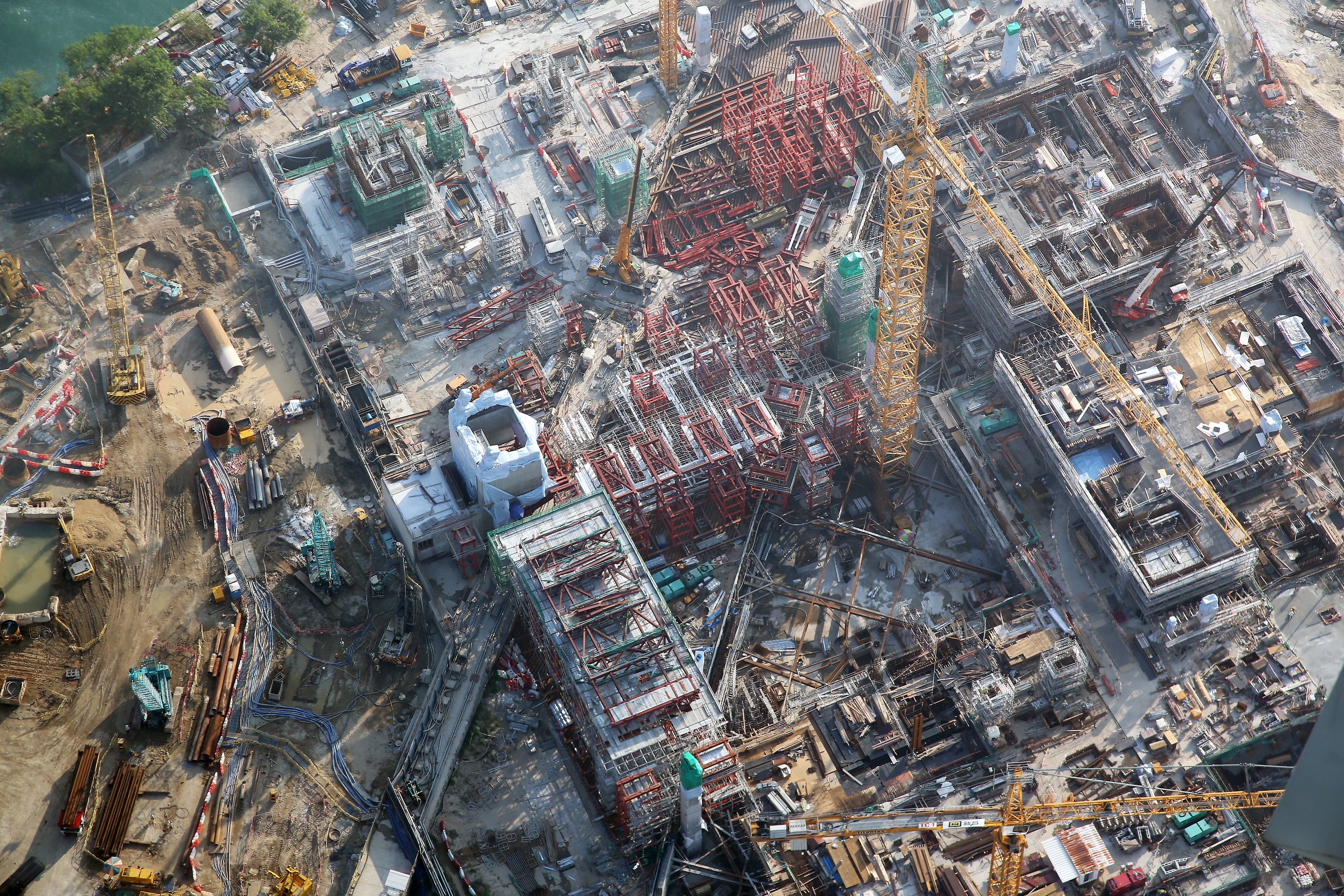 Aerial view of the M+ museum job site in the West Kowloon Cultural District