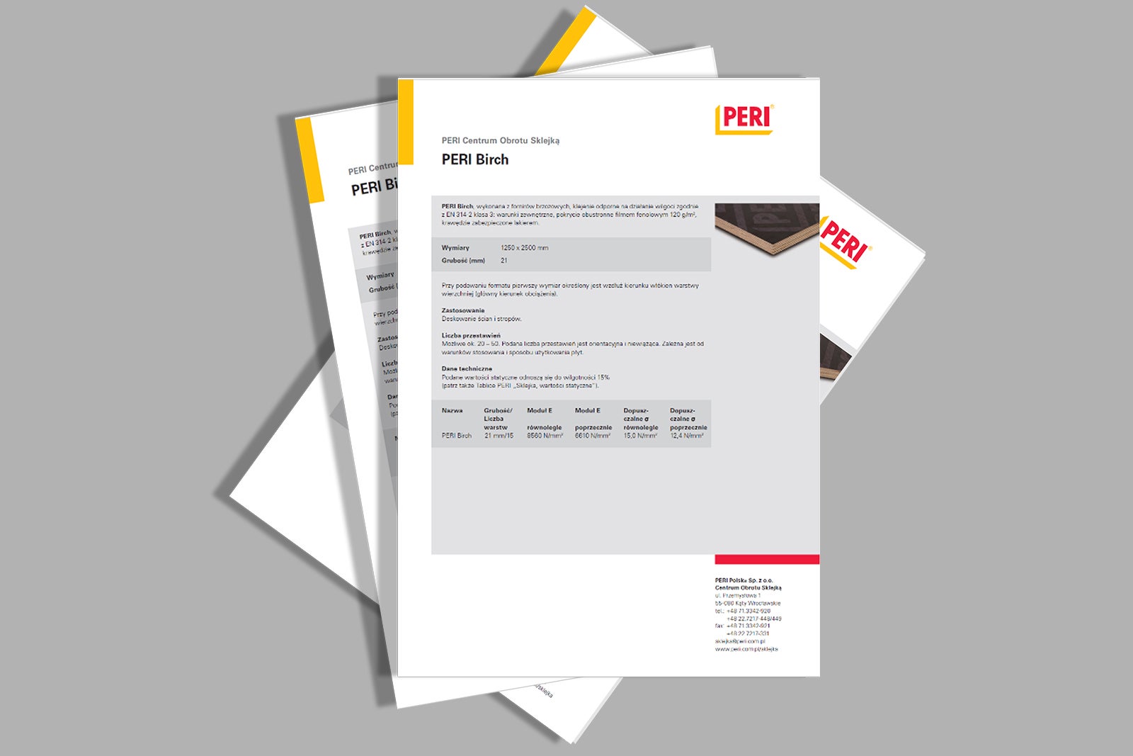 Ulotki na temat sklejek PERI